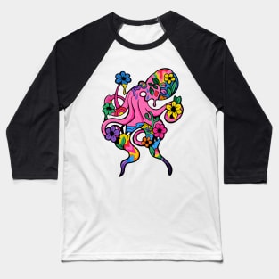 Floral Octopus Baseball T-Shirt